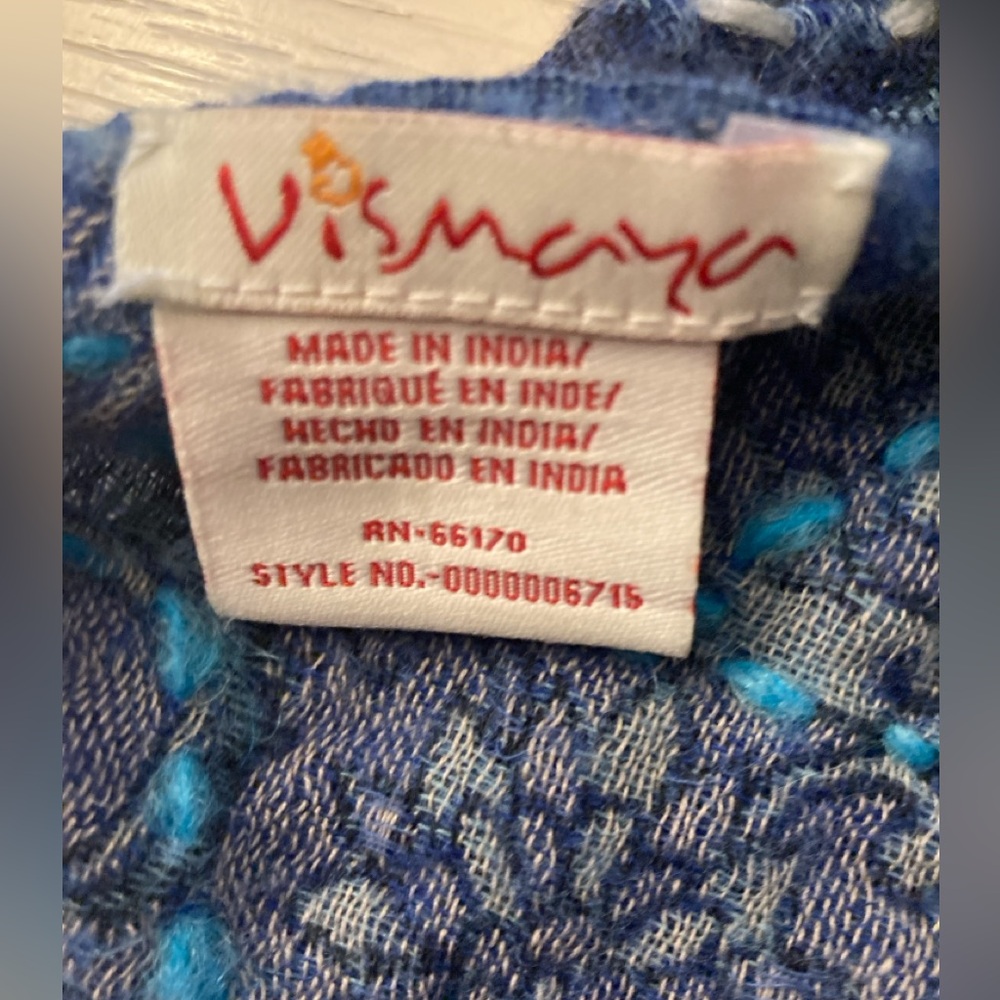 Blue Multi-Tone Patterned Scarf - Picture 5 of 8